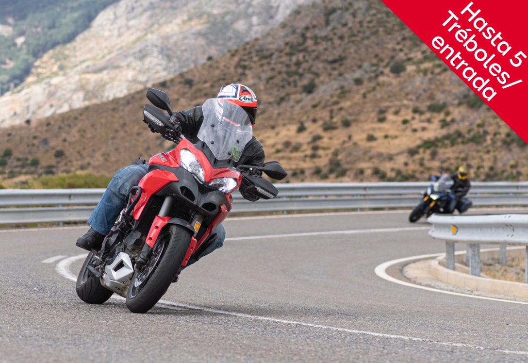motos en la carretera. Promocion Moto CLub Mapfre 5 Tréboles por entrada