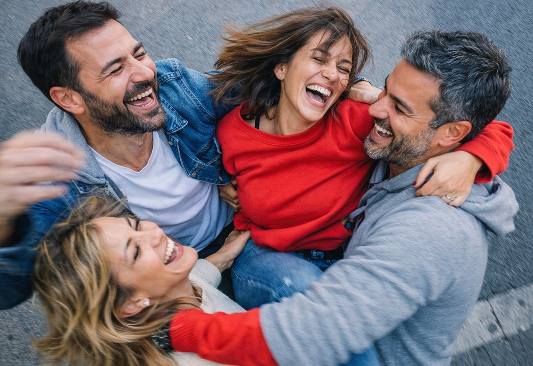 Personas abrazadas festejando la bienvenida al Club Mapfre
