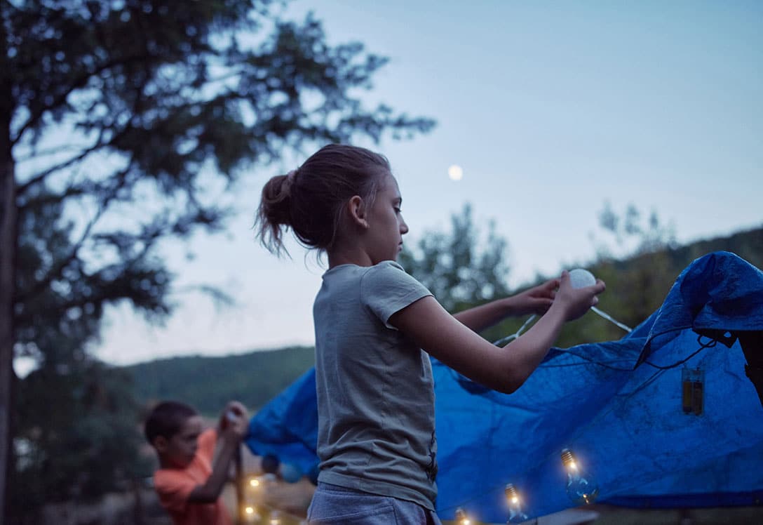 niños de acampada