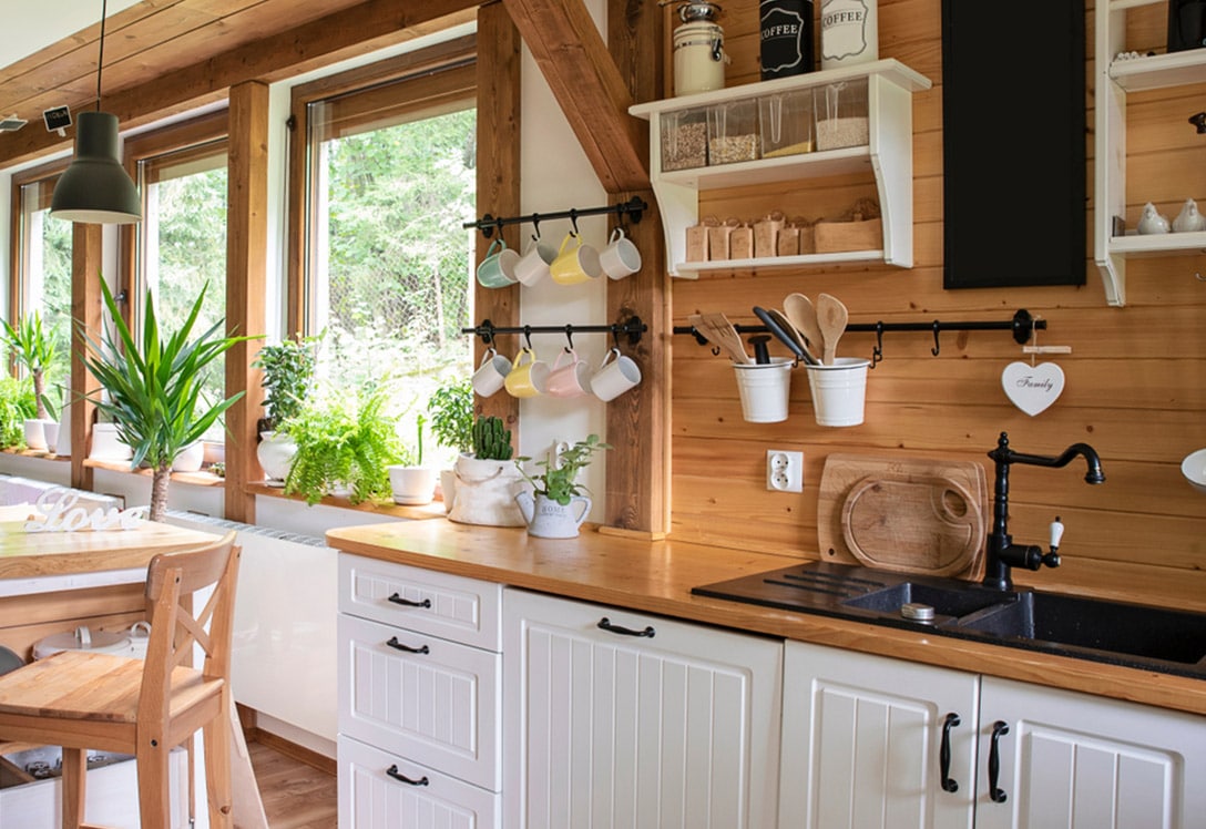 Cocina reformada en una casa rural