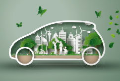 Ilustración de un coche ecológico